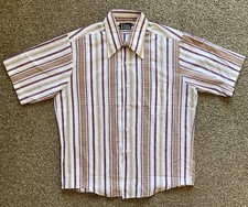 Vintage 60s 70s Mod Towncraft Men's Shirt L Dagger Collar Short Sleeve Groovy