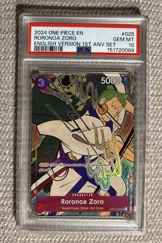 Roronoa Zoro (English Version 1st Anniversary Set) OP01-025 One Piece PSA 10