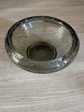 Large Whitefriars Grey Controlled Bubble Dish Bowl 8 Inch Vintage