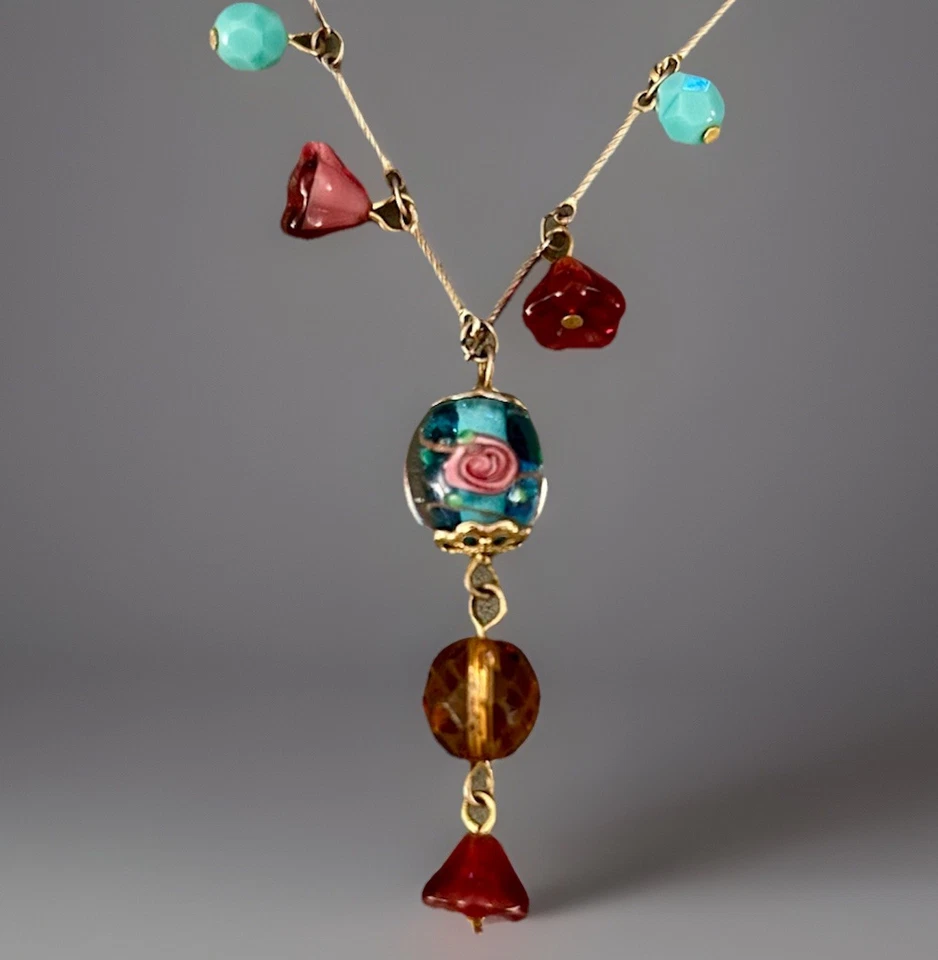 Colgante Gota Cookie Lee Firmado Delicado Boho Cadena Cuentas Facetadas Cuentas Foto 2 de 4