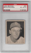 1948 Bowman Baseball #43 Bruce Edwards PSA 6 Rookie Card RC