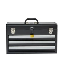 Uimoso 20.5-inch Metal Tool Box with 3 Drawers and Black Organizer