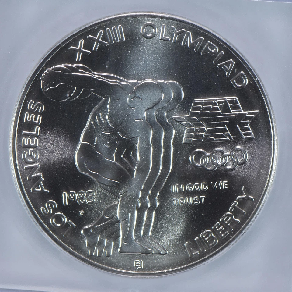 1983-P Olympic Discus Commemorative Silver Dollar MS70 ICG *1289 - Image 3 of 4