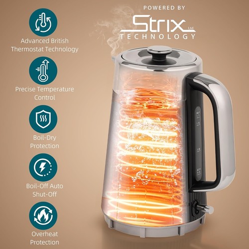 Juego de hervidor y tostadora jarra eléctrica de ebullición rápida de 4 rebanadas 1,7 L - Imagen 5 de 37