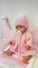 Jacke Puppenkleidung 32-34 cm 3er Set Strickjacke Schal und Mütze Limitiert NEU