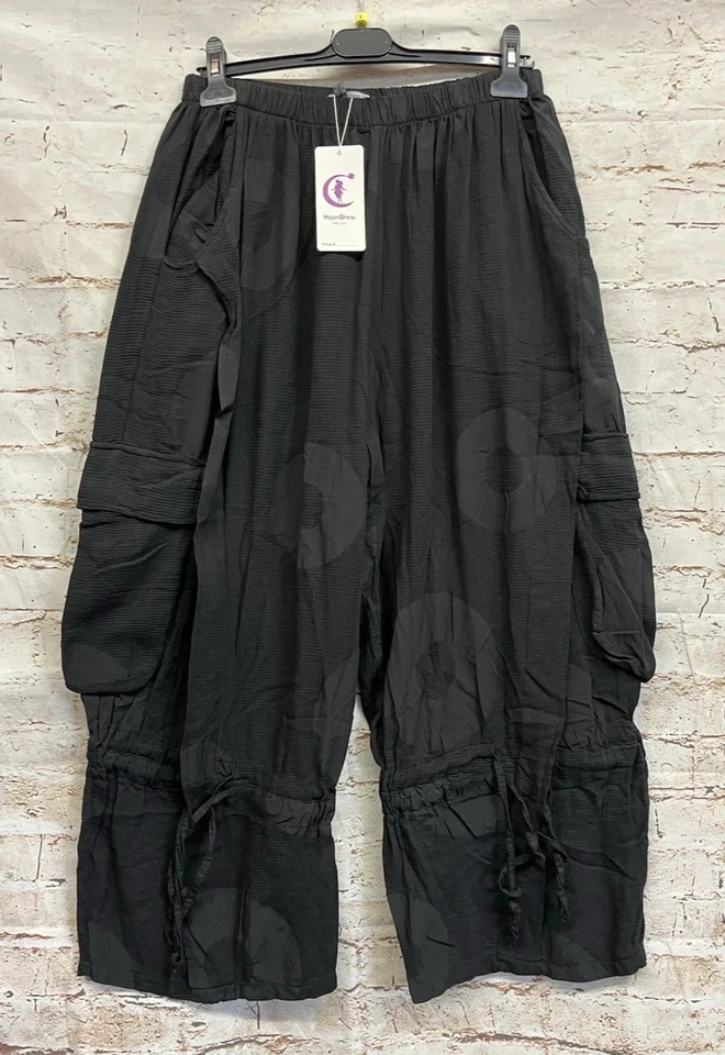 Moonshine Fashion Musselin Freizeit Hose Lagenlook 46 48 50 Übergrösse Neu schwa - Bild 3 von 4