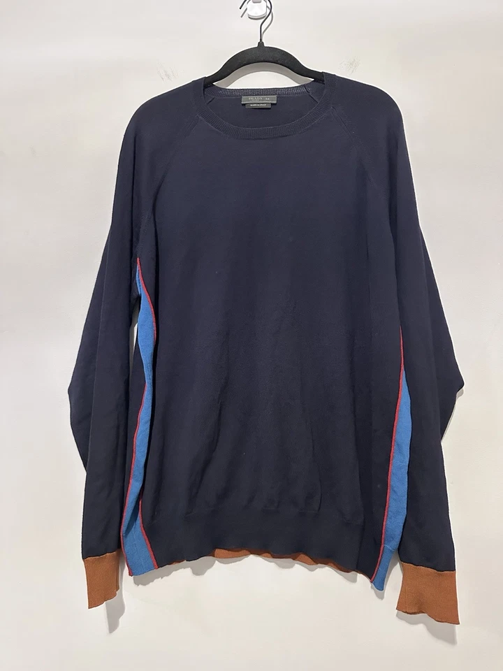 Prada Navy Crewneck Sweater Sz 54 Virgin Wool Soft Lightweight  - Image 2 of 4