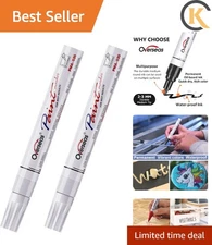 Permanent Paint Pens White Markers - 2 Pack Single color Oil Based Paint Mark...