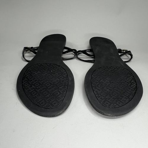 Tory Burch Emmy Sandals Womens Size 6.5 Black Leather Toe Post Buckle Flip Flops - Picture 10 of 11