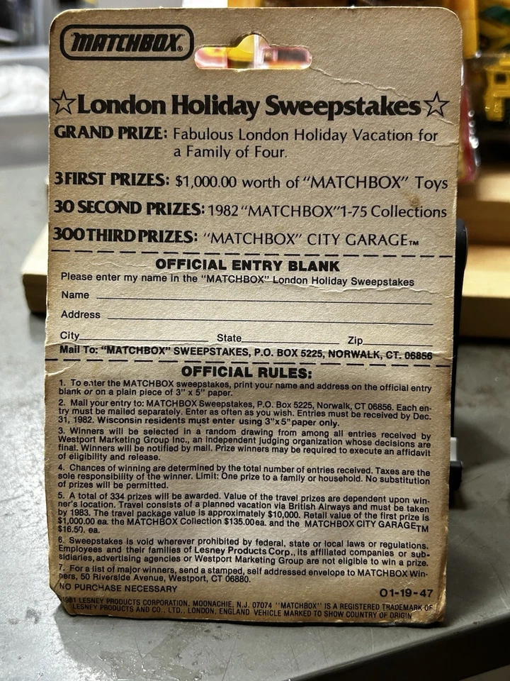 Matchbox 4x4 Chevy Van from 1982 Superfast London Holiday Z10 Moc Rare - Image 4 of 4