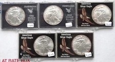 Lot of 5 American Silver Eagle 1oz .999 Silver – 1999 2000 2001 2002(2)