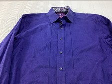 Robert Graham Shirt Mens Large Purple Geometric Button Up Flip Cuff