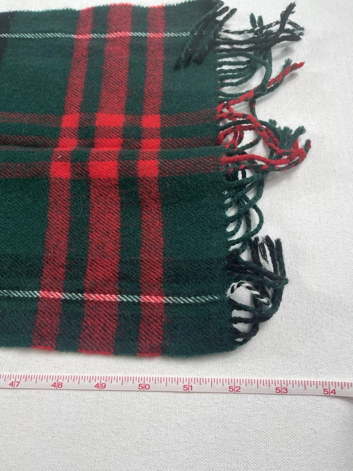 Cachecol xadrez vintage vermelho e verde 100% puro lã novo clãs da Escócia - Imagem 4 de 4