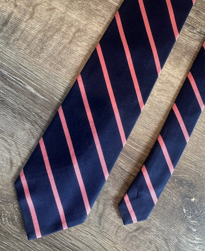 Cravatta uomo Brooks Brothers pura seta blu/rosa a righe diagonali - Foto 2 di 6