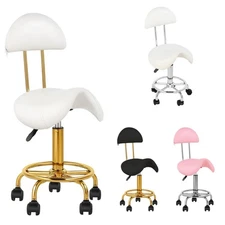 Ergonomic Salon Stool 360° Swivel Hydraulic Saddle Stool with Backrest 350lb Cap