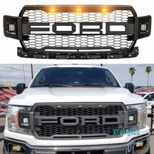 Grill For Ford F150 2018 2019 2020 Grille Raptor Style Upgrade Black W/Letter