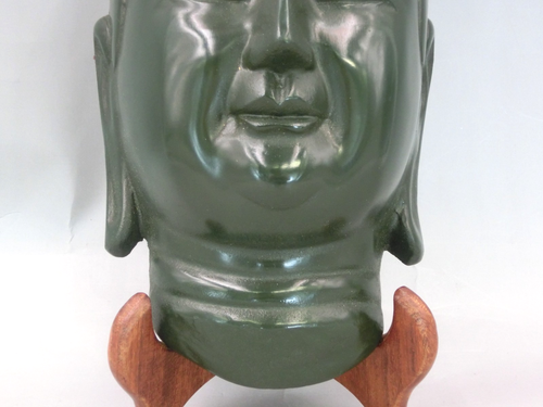 Japanese Vintage Iron Noh Mask KANNON Goddess of Mercy Kagura Mask - Picture 3 of 22