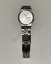 Bulova Day/Date Quartz Analog Wristwatch Silv...