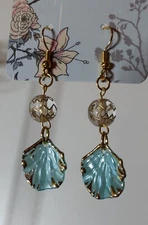 Blue and Gold Iridescent Shell Earrings