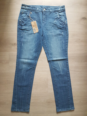 AJC Denim Jeans Gr. 20 K40 blau Baumwolle Stretch Baggy Boyfriend Used-Look NEU!