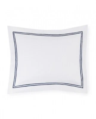 SFERRA Grande Hotel Boudoir Sham White/Navy 100% Cotton - Made in Italy