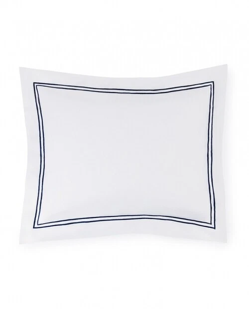 SFERRA Grande Hotel Boudoir Sham White/Navy 100% Cotton - Made in Italy