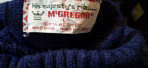 Mcgregor His Majesty's Rib.. Vintage Herren Large dunkelblau gerippter Pullover - Bild 7 von 7