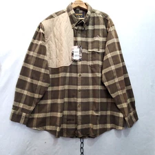 NWT Ducks Unlimited Woolrich Men's Brown Plaid Hunting Shirt 2XL