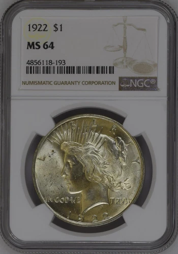 1922 Peace Silver Dollar $1 NGC MS64