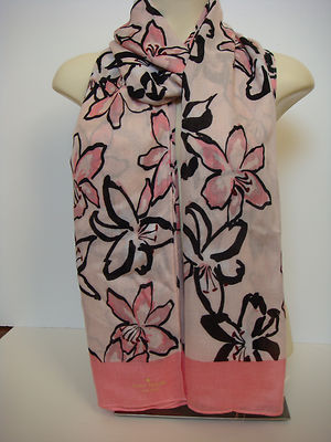 KATE SPADE New York Tiger Lily Floral Scarf 100% Viscose Antilles bubbles New 