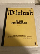 McIntosh C504 PREAMPLIFIER Temporary Owners MANUAL - ORIGINAL
