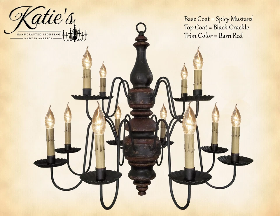 Charleston Wooden Chandelier by Katie's - Colonial Primitive Country - NEW! - Image 3 of 3