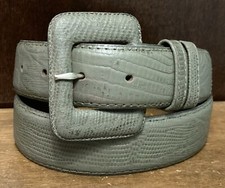 VTG Jos A Bank Womens Gray/Green Croc Embossed Leather Belt Sz M 1-3/8  W GUC USA