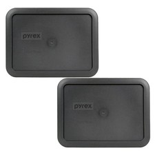 Pyrex 7210-PC Rectangle 3 Cup Charcoal Grey Storage Lid Cover 2PK for Glass Dish