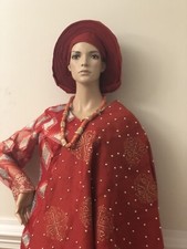 Auto Gele With Shoulder Shawl, Aso Oke Gele, Ready Made Gele, African Headgear