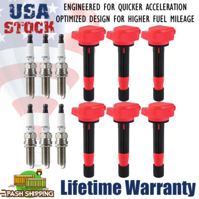 6 Ignition Coils + Platinum Spark Plug for Honda Odyssey Accord Acura RL TL TSX