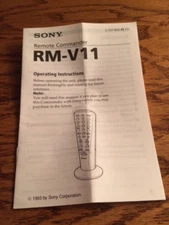 Sony Remote Commander RM-V11 operating instruction manual
