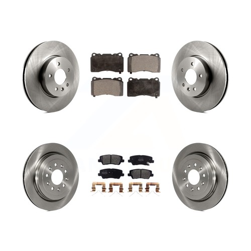 Front Rear Disc Brake Rotors And SemiMetallic Pads Kit For Cadillac