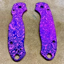 Spyderco Para 3 Scales ~ CNC Milled Titanium Flomascus Violet / Purple scales