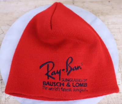 新品★ L'Appartement KNIT CAP Nice Vintage Bausch & Lomb Ray-Ban Red Cotton Winter Knit Hat Cap