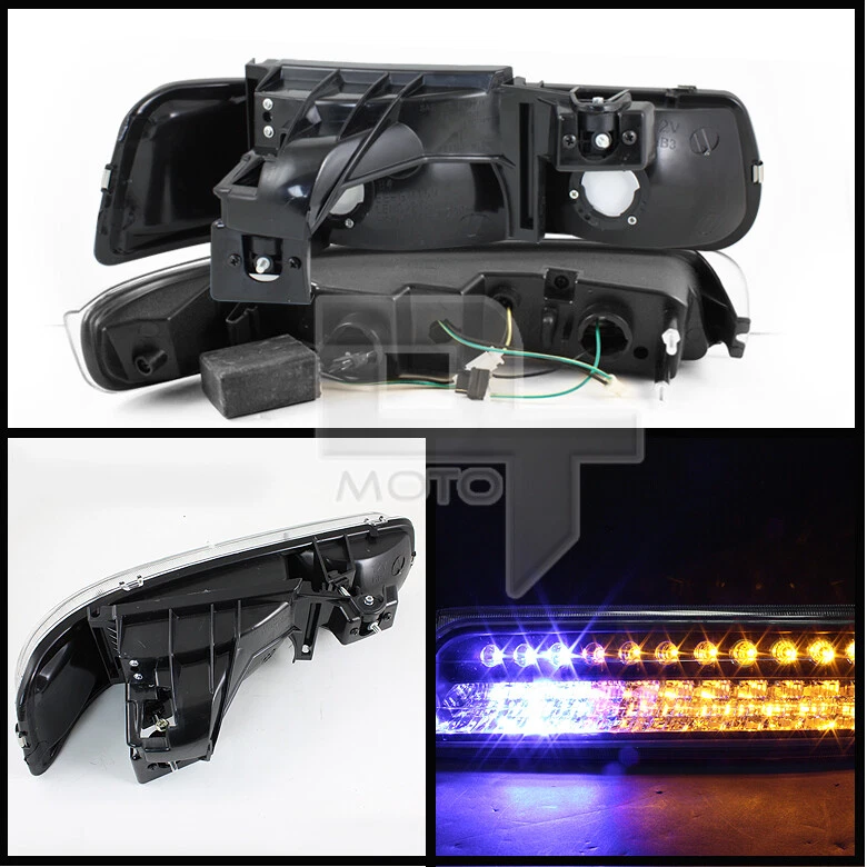 Faros negros 99-02 Silverado 00-06 Tahoe Suburban + luces de parachoques LED completas Foto 2 de 2