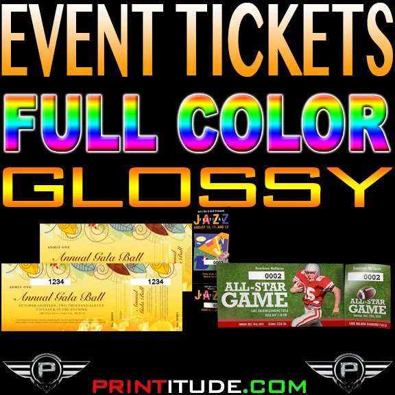 Custom 2500 Event Tickets 100LB GLOSSY 2"x5.5" Full Color Numbered & Perforated - Image 1 of 1