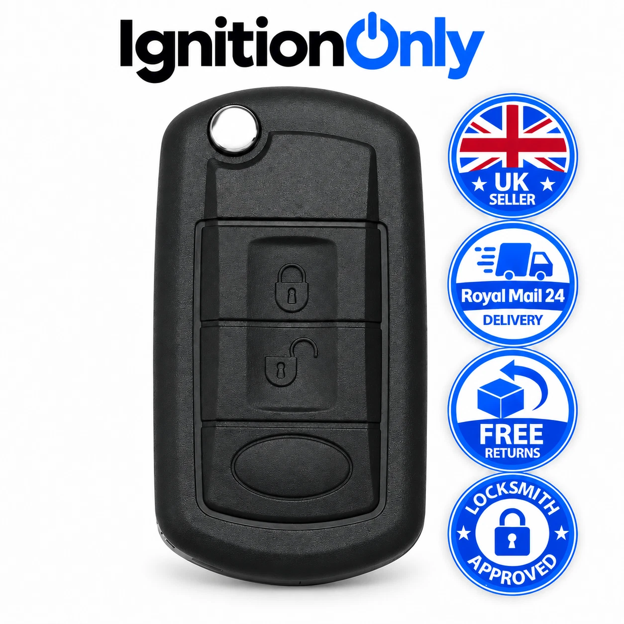 Range Rover L322 3 button flip key case HU92 — view 1