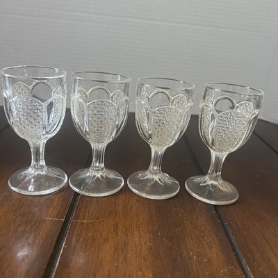 Boston&Sandwich Glass Co., Buckle-RARE-ANTIQUECordial/Sherry Liqueur Glass Set 4
