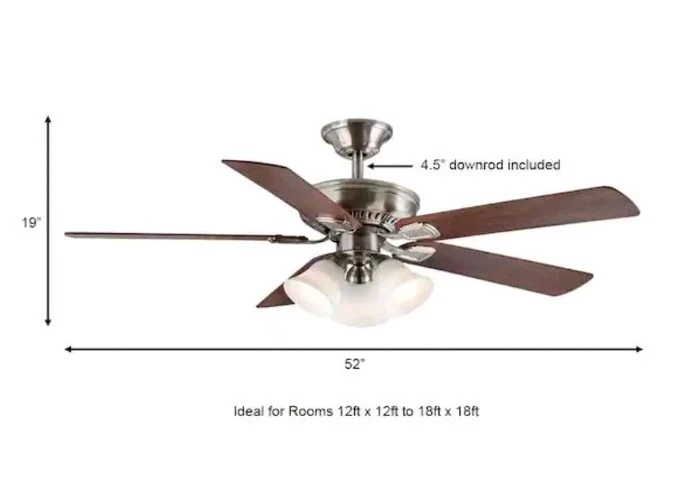Hampton Bay Campbell 52 In. LED Indoor Ceiling Fan With Light Kit - Brushed... - Image 2 of 3