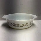 Vintage Pyrex Empire Scroll  1 1/2 QT Gold White Casserole Dish #043 No Lid