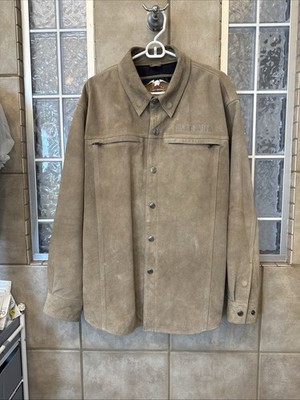 Harley Davidson Shirt Style Lined Jacket Light Brown Suede Leather XLarge/Patch