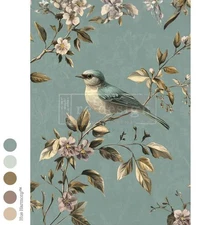 Redesign With Prima Blue Song Thick Decoupage Paper, Blue Jay And Florals