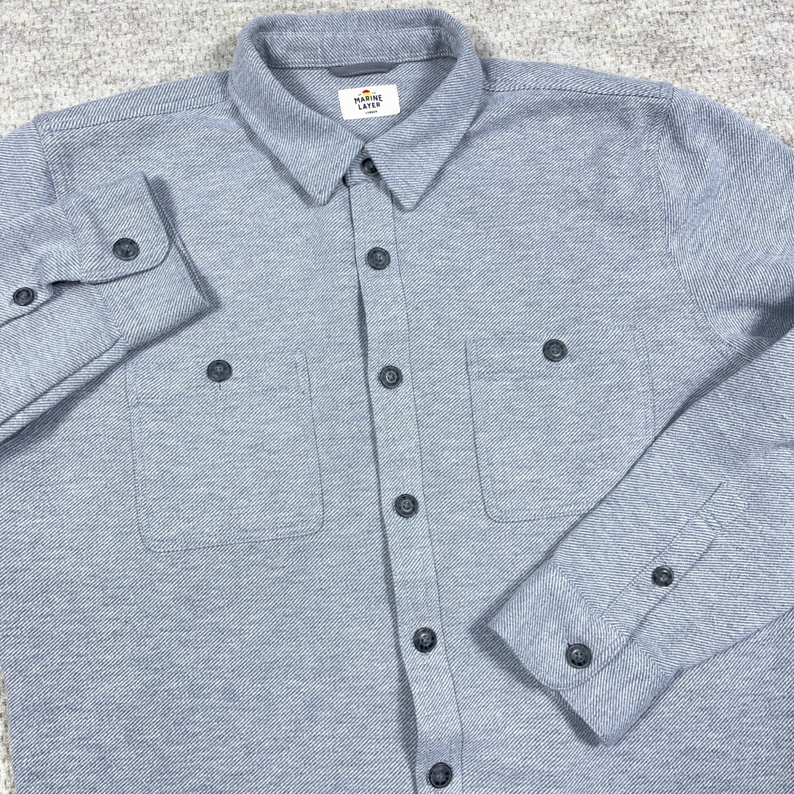 Marine Layer Shacket Men Large Gray Pacifica Over… - image 2