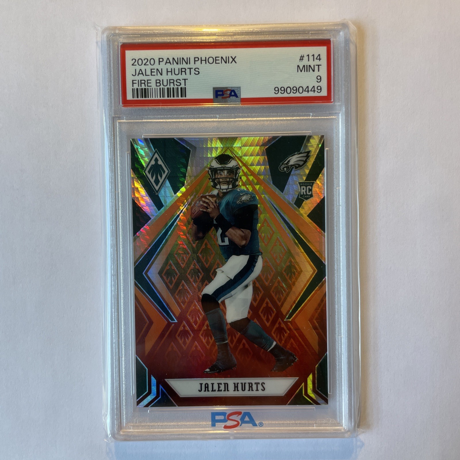 2020 Panini Phoenix - Rookies Jalen Hurts #114 Fire Burst (RC) PSA 9